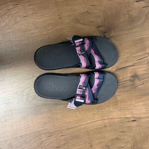 Chaco Black and Pink Sandals Comfortable Slide Design